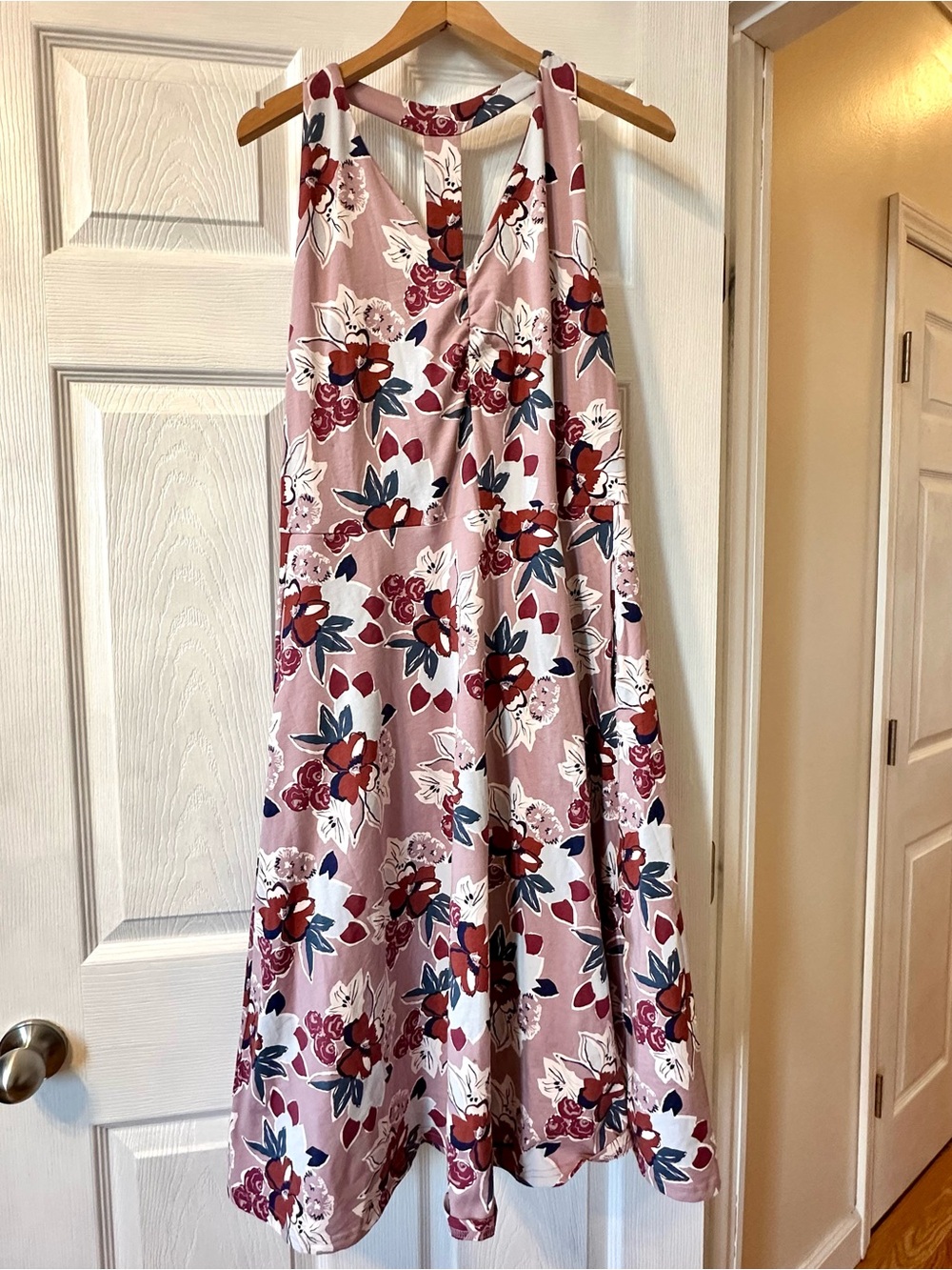 Pact Pink Floral Halter A-Line Dress